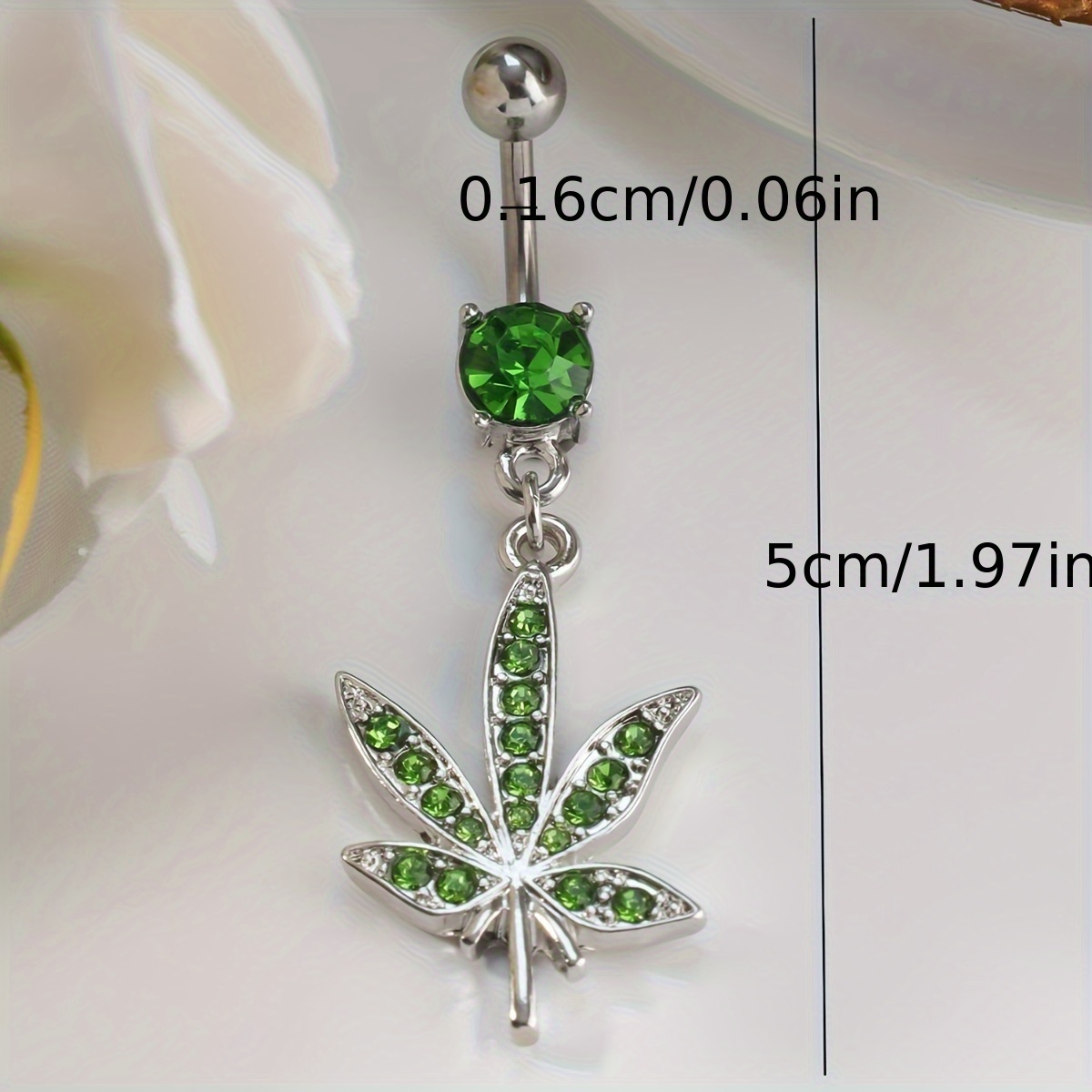 Green Rhinestone Bohemian Belly Button Ring